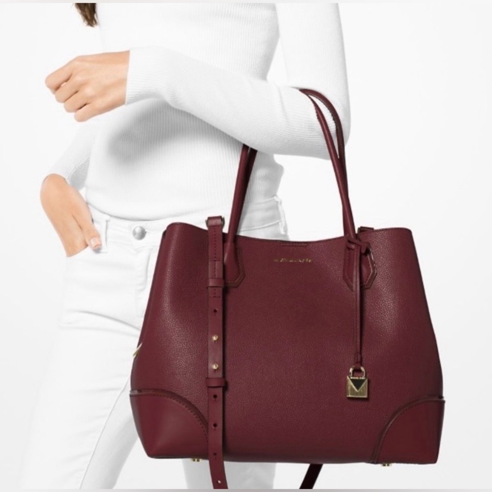 Michael Kors Mercer Gallery Satchel • Large • Reinforced Corners • Center Zip - Picture 9 of 16